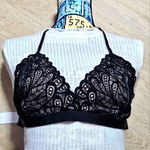 Gentle Fawn NWT X-Large bralette bra black and nude lace halter